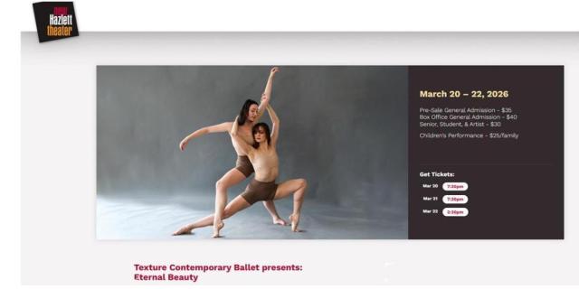 Texture Contemporary Ballet presents: Eternal Beauty