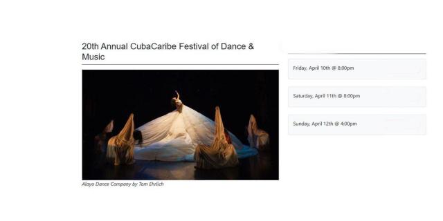 20th Annual CubaCaribe Festival of Dance & Music
