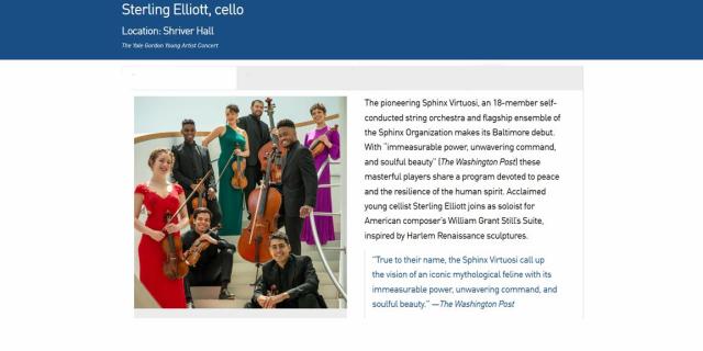 Sphinx Virtuosi (Baltimore Debut) Sterling Elliott, cello